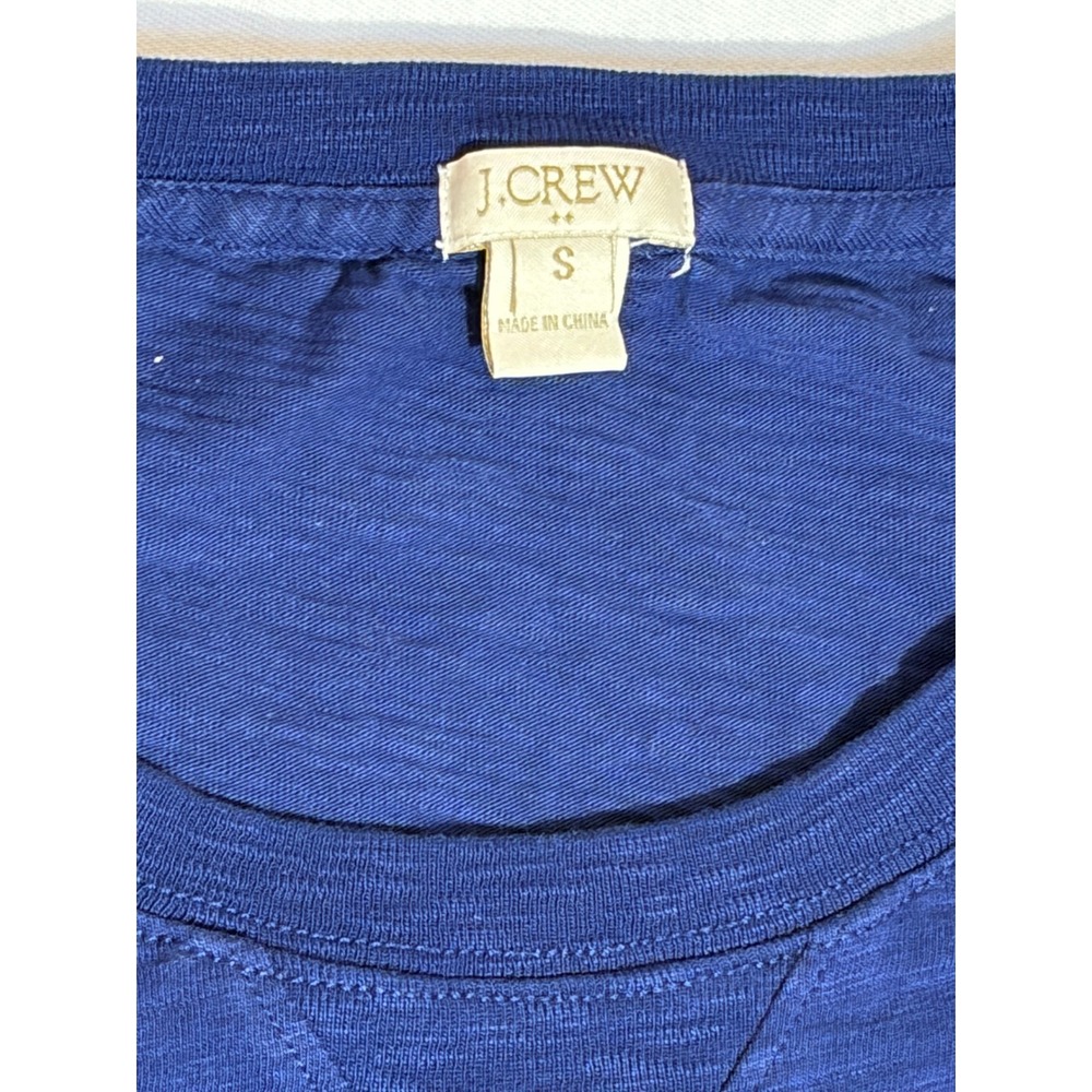J.Crew Womens Blue Slub Cotton 3/4 Sleeve Crewneck Top Small